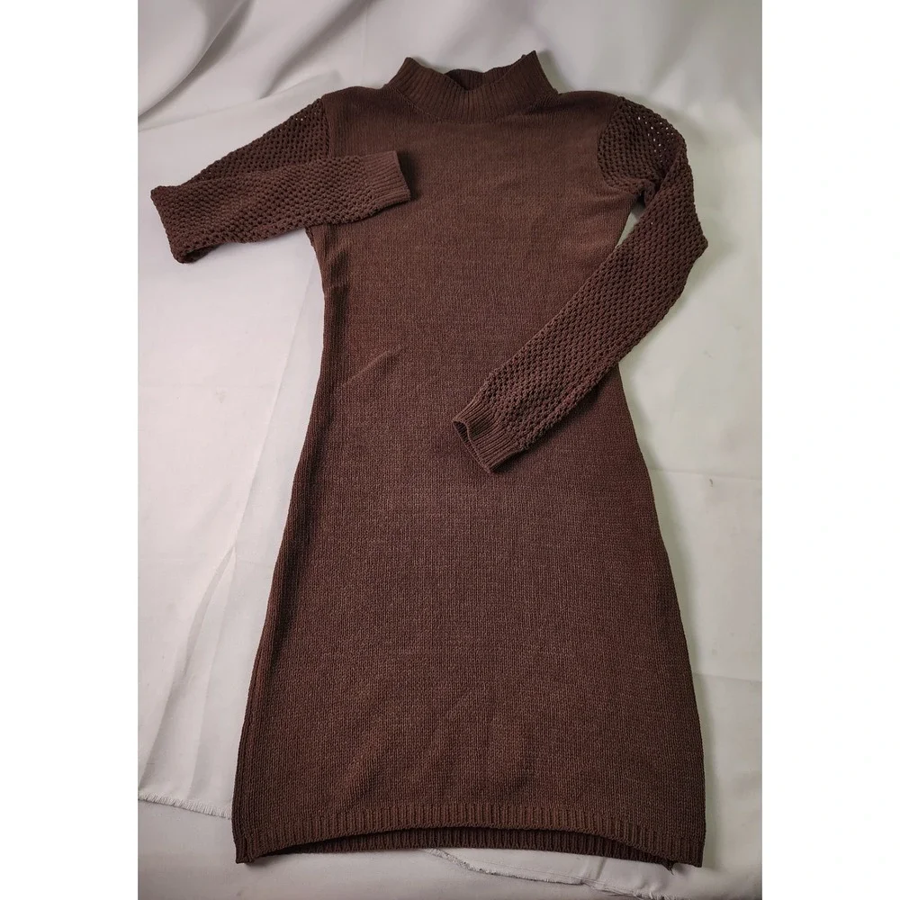 zara brown sheer dress | Dresses | Zara Mock Neck Sweater Mesh Long Sleeve Knit Party Mini S Fluffy_dress Ladivine KV1125 Fitted Satin Sole Style:Ripple (+$25) Open back